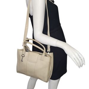 MINT VINTAGE FOSSIL PURSE SATCHEL DOCTOR BAG BEIGE LEATHER